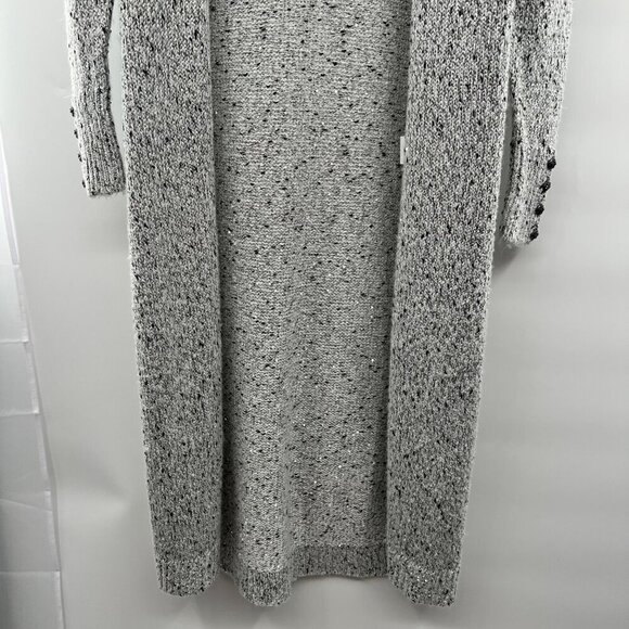 WHBM Women's Sequined Open Front Cardigan Duster Gray Knit Size Small - Picture 3 of 9